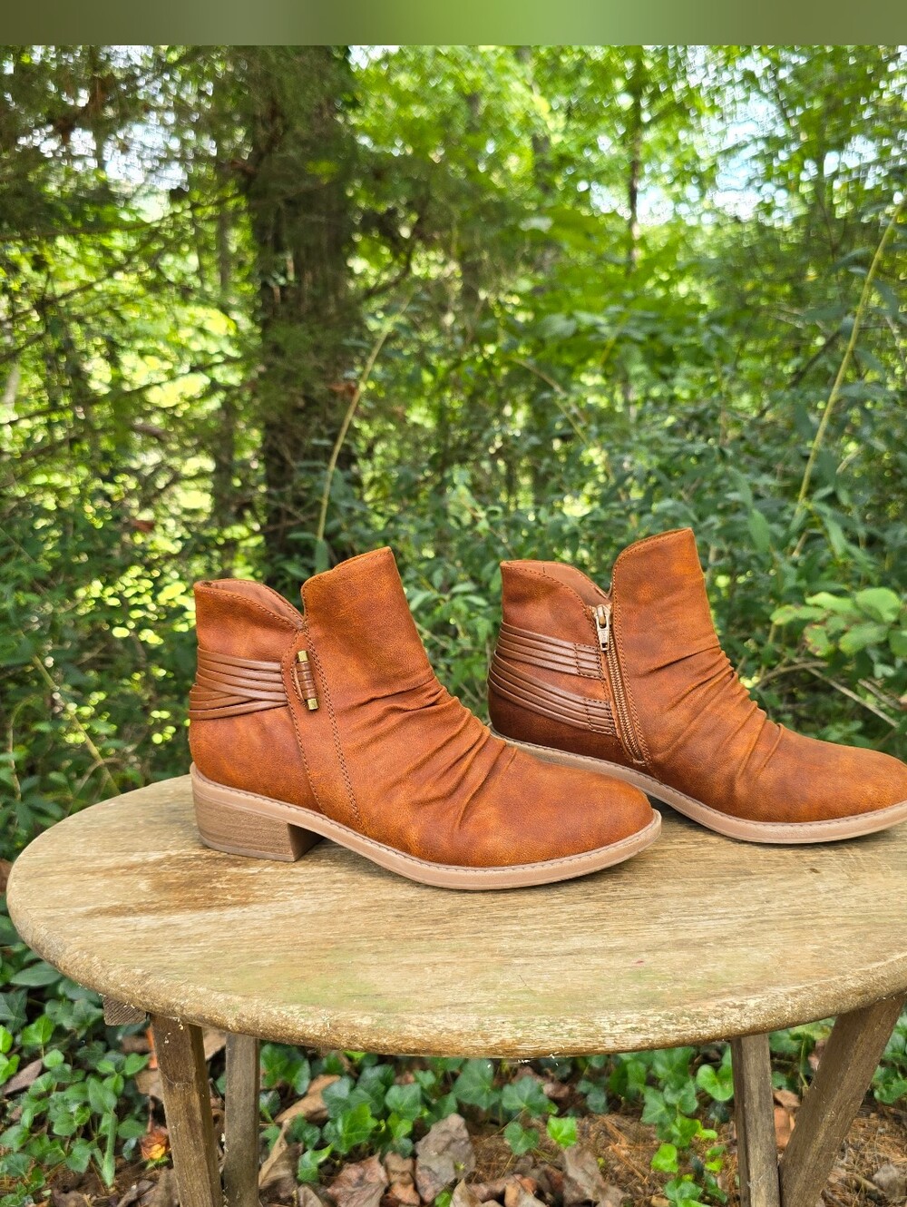 BareTraps Women's Tan Ankle Booties with Side Zipper